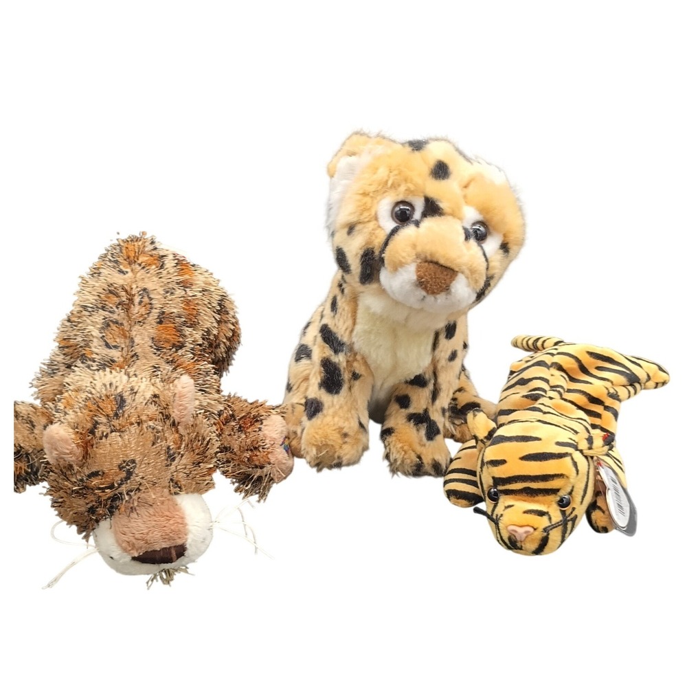 Plush Wild Cat Lot Ty Beanie Baby Stripes Tiger Ganz Webkinz Leopard SOS Cheetah